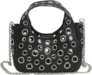 Rungion Trendy Vegan Leather Shoulder Bag for Women Small Y2k Rivet Handbags Crossbody Purse with Chain Satchels 2025
