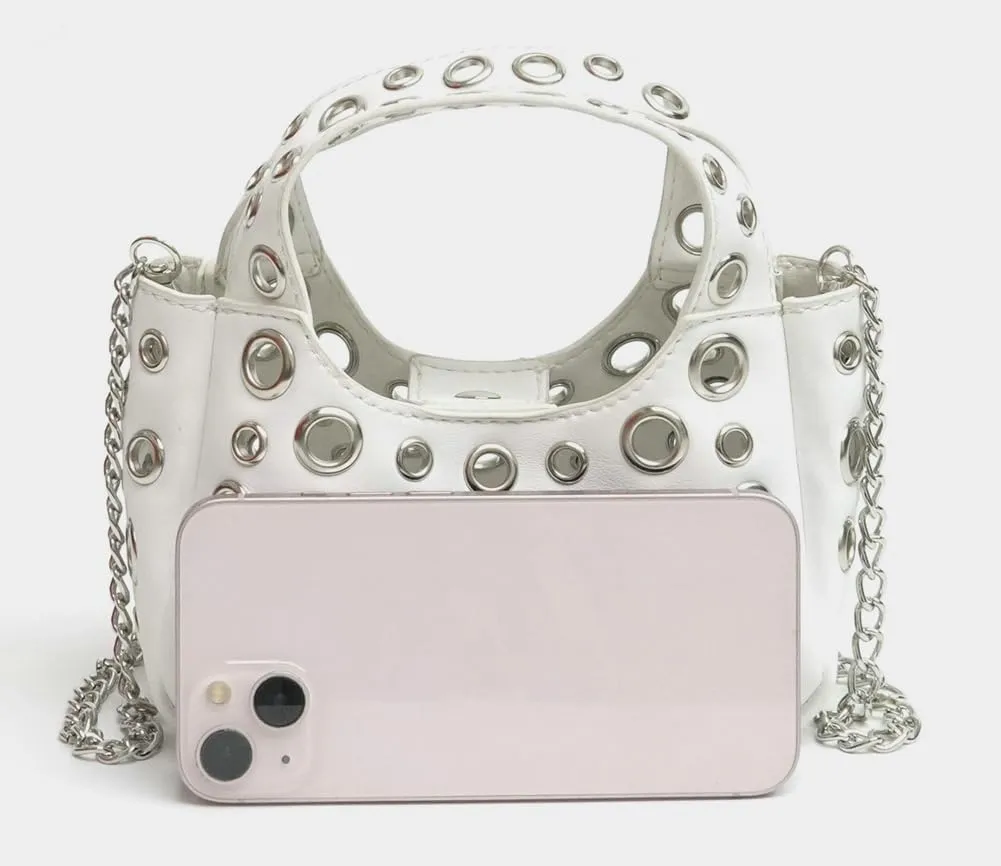 Rungion Trendy Vegan Leather Shoulder Bag for Women Small Y2k Rivet Handbags Crossbody Purse with Chain Satchels 2025