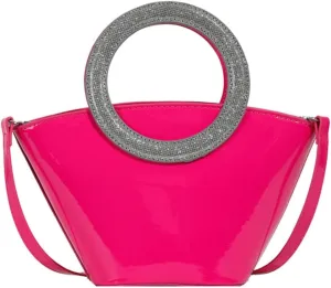 Rungion Women's Bucket Clutch Purse Glossy PU Leather Evening Bags Party Handbag Wedding Y2k Crossbody Shoulder Satchels