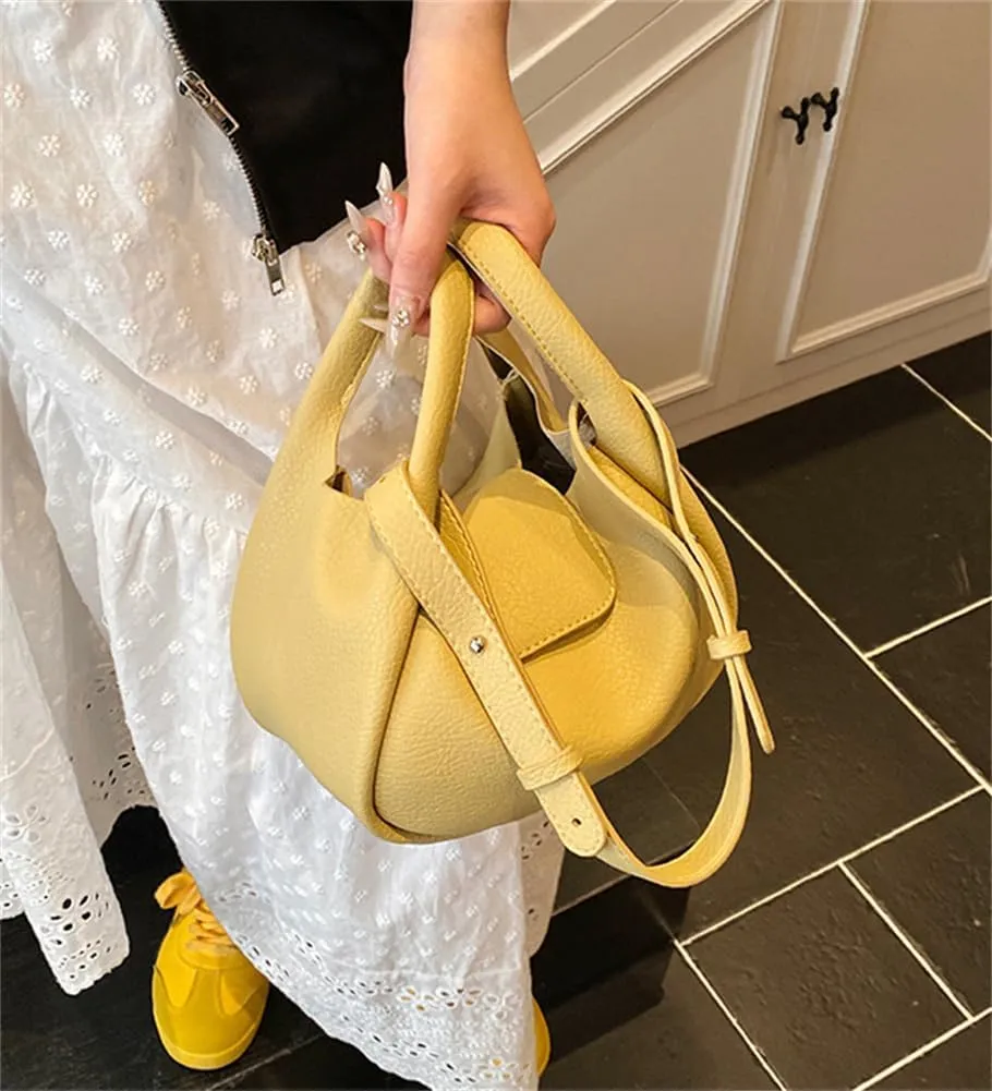 Rungion Womens Trendy Bucket Handbag Purse Small Vegan Leather Shoulder Crossbody Bag Cute Y2k Satchels 2Pcs