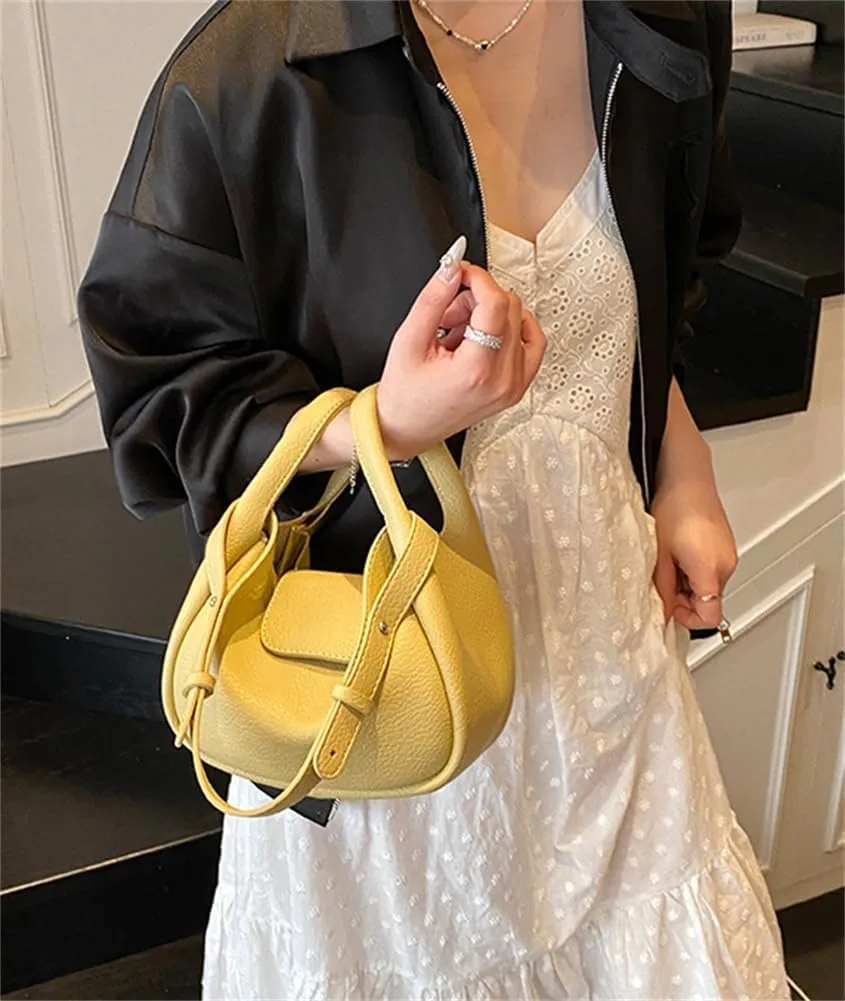 Rungion Womens Trendy Bucket Handbag Purse Small Vegan Leather Shoulder Crossbody Bag Cute Y2k Satchels 2Pcs