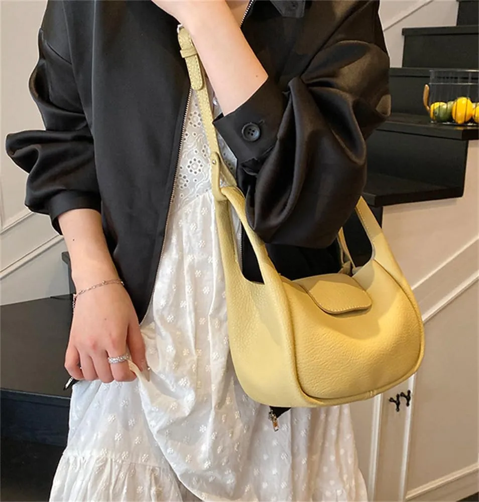 Rungion Womens Trendy Bucket Handbag Purse Small Vegan Leather Shoulder Crossbody Bag Cute Y2k Satchels 2Pcs