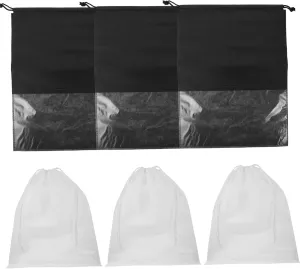 Shoe Drawstring Dust Bags Set of 6 Clear Plastic Organizer Bags with Window Storage for Men's Shoes