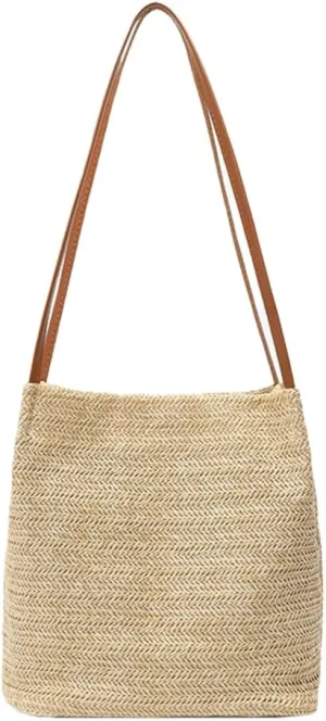 Shoulder Bag for Women Straw Bag Tote Buckets Totes Beach for Vacation