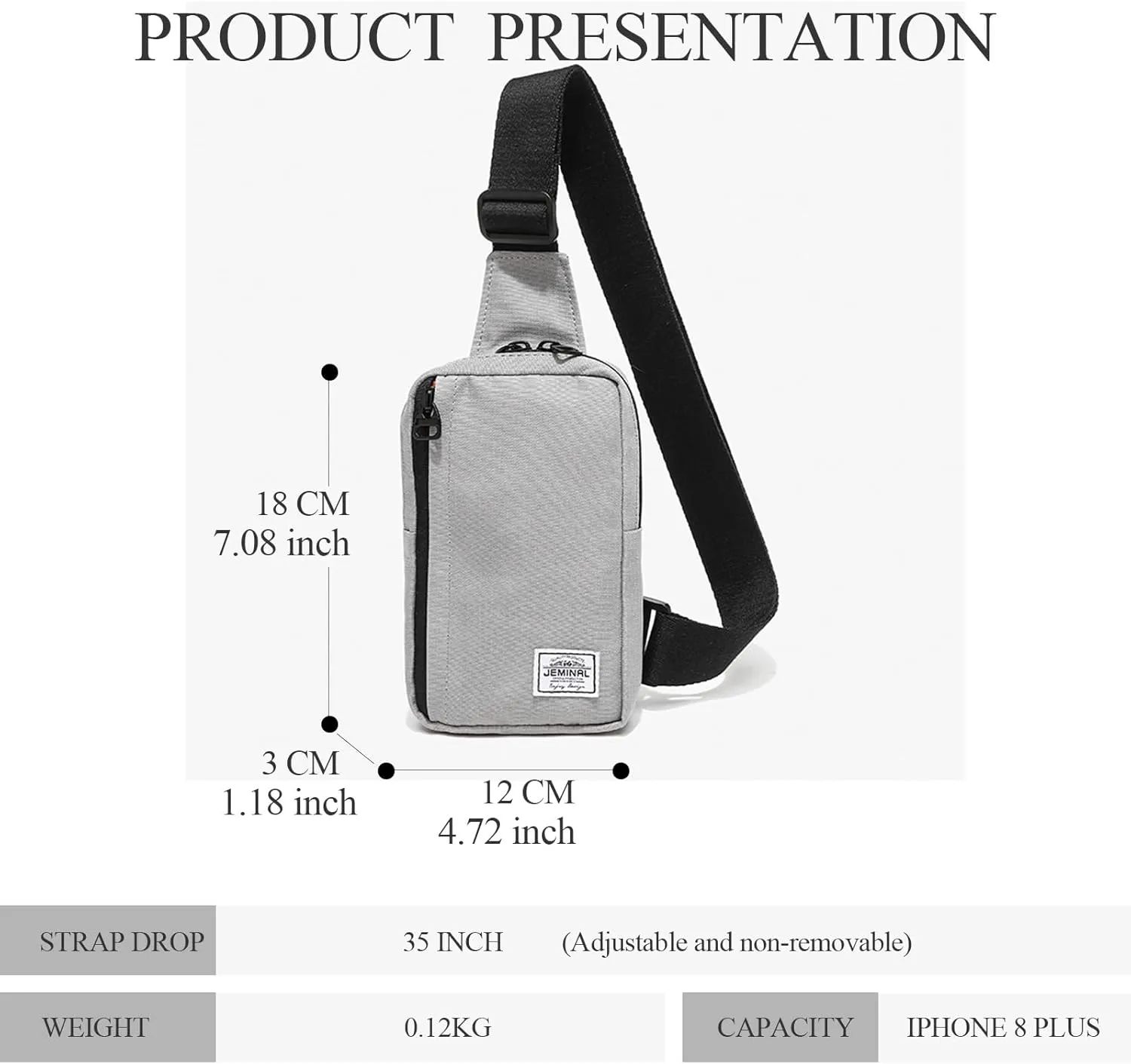    Shoulder Crossbody Bag Hiking Backpack Travel Bag Men Women Sling Backpack Multifunctional (Light Gray)