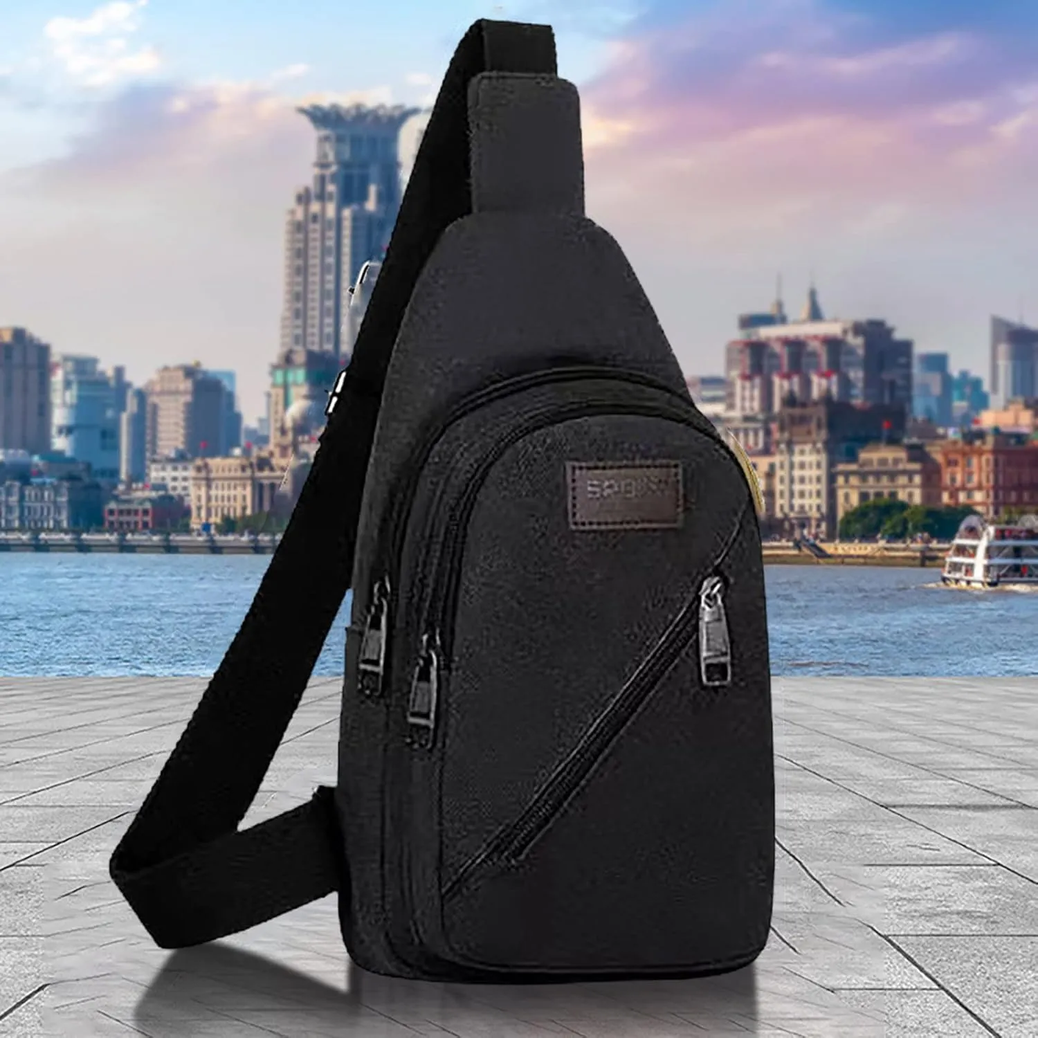 Sling Bag M Men's Canvas Large Capacity Fashionable Casual Shoulder Bag