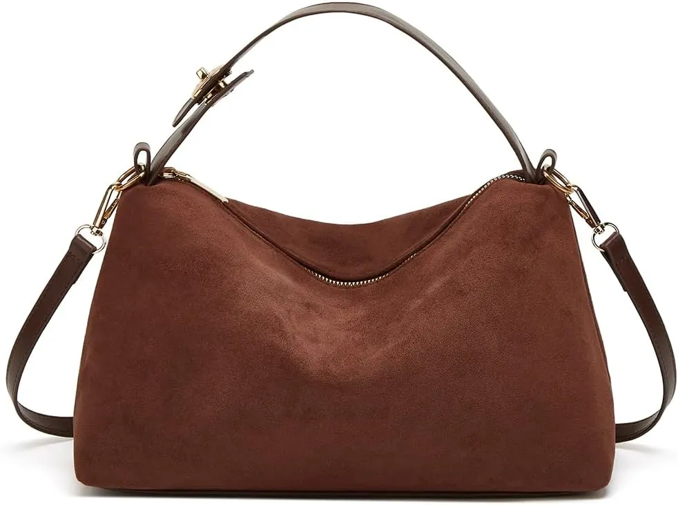 Slouchy Suede Tote Bags for Women Soft Faux Leather Satchels Large Shoulder Crossbody Purse Trendy Working Handbag