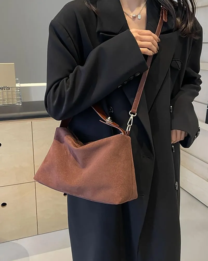 Slouchy Suede Tote Bags for Women Soft Faux Leather Satchels Large Shoulder Crossbody Purse Trendy Working Handbag