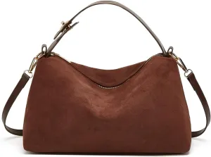 Slouchy Suede Tote Bags for Women Soft Faux Leather Satchels Large Shoulder Crossbody Purse Trendy Working Handbag