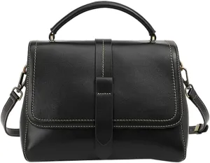 Small Genuine Leather Crossbody Shoulder Bags for Women Trendy Tote Handbags Purse Ladies Vintage Work Satchels