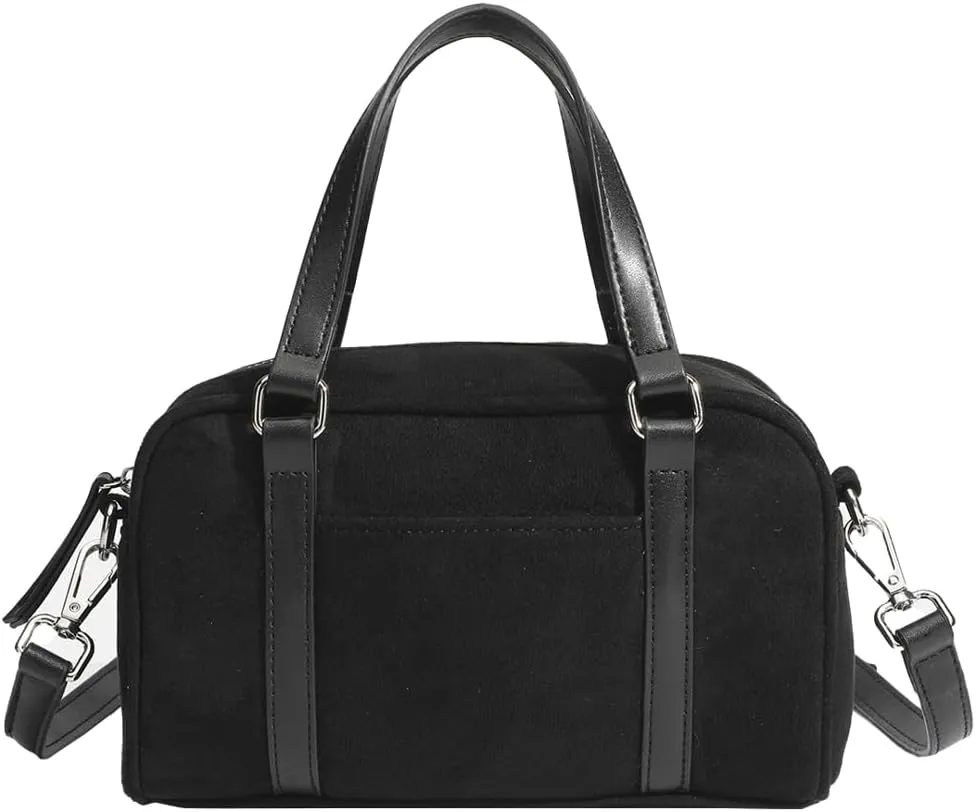 Small Suede Tote Bag for Women Faux Leather Shoulder Crossbody Purse Vintage Top Handle Satchels Working Handbag