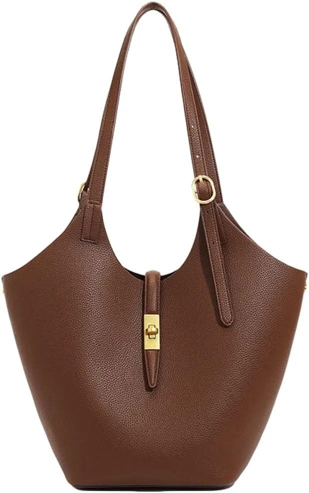 Soft Vegan Leather Bucket Tote Bags for Women Large Shoulder Crossbody Purse Working Handbags Ladies Satchels 2pcs