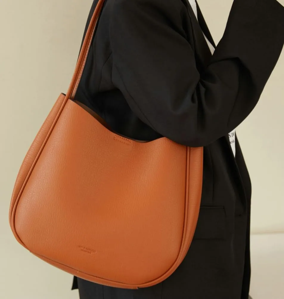 Soft Vegan Leather Shoulder Bag for Women Large Casual Bucket Handbags Working Shopping Tote Purse Satchels 2pcs