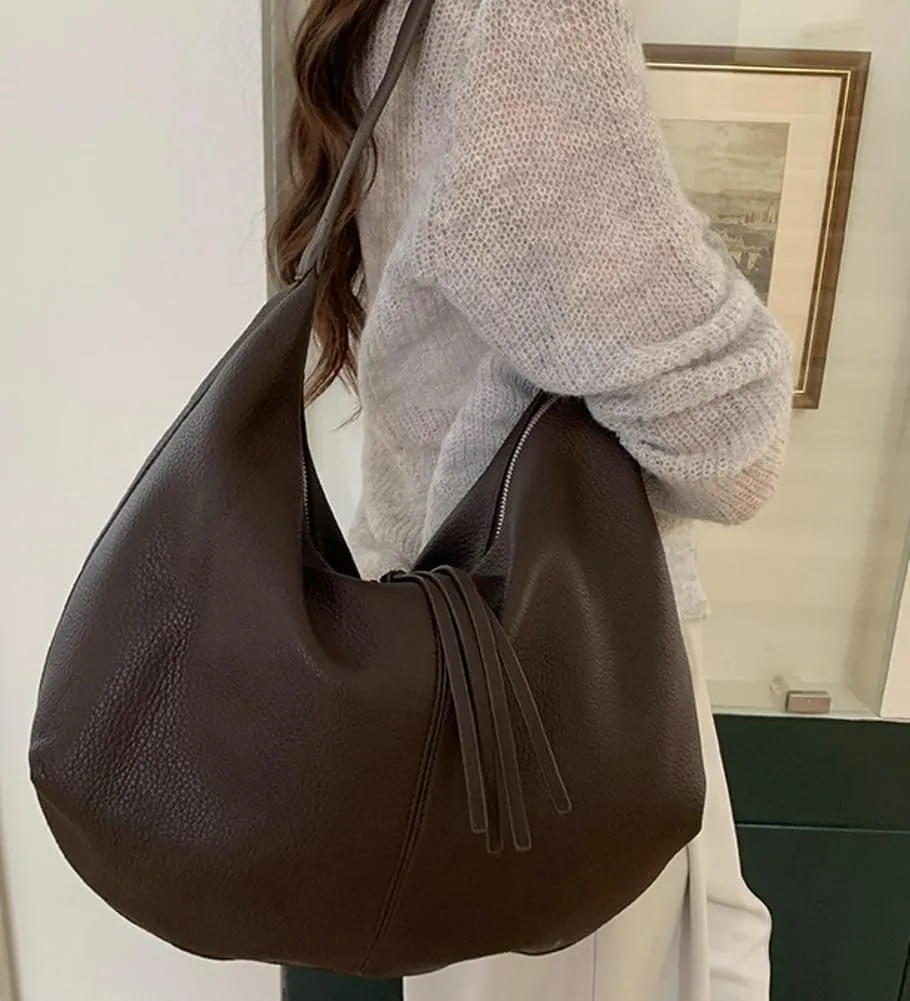 Soft Vegan Leather Shoulder Bag for Women Large Crossbody Tote Bag Ladies Dumpling Top Handle Handbags Satchels