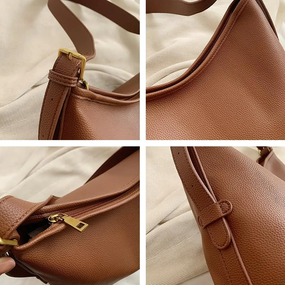 Soft Vegan Leather Shoulder Bags for Women Casual Crossbody Tote Purse Handbag Ladies Work Top Handle Satchels 2psc