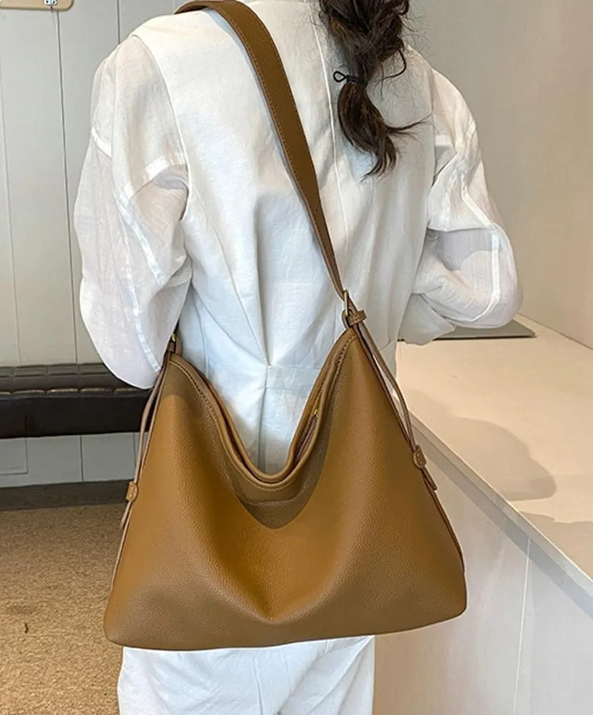 Soft Vegan Leather Shoulder Bags for Women Casual Crossbody Tote Purse Handbag Ladies Work Top Handle Satchels 2psc