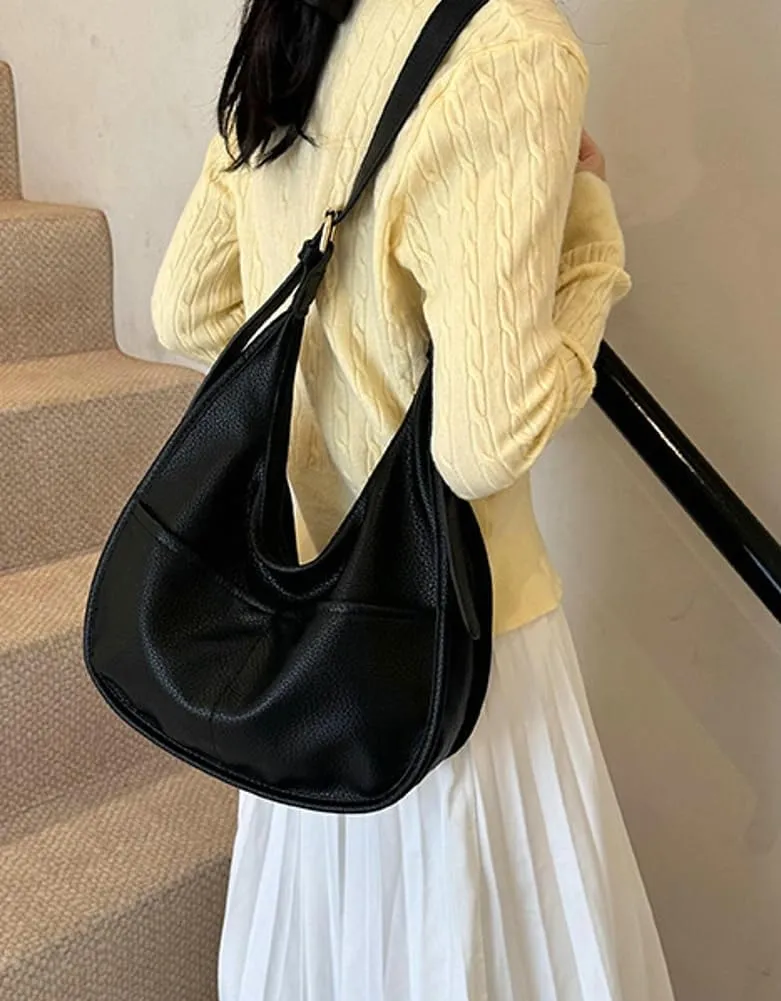 Soft Vegan Leather Shoulder Crossbody Bag for Women Large Dumpling Tote Purse Handbag Casual Work Satchels