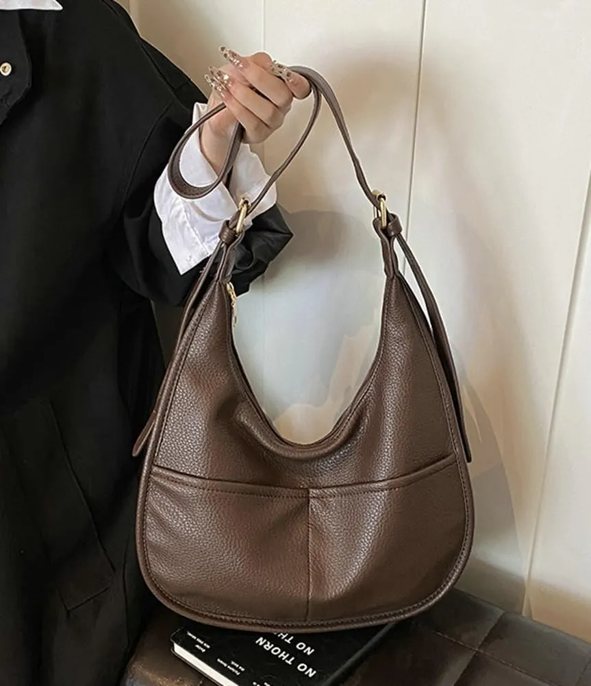 Soft Vegan Leather Shoulder Crossbody Bag for Women Large Dumpling Tote Purse Handbag Casual Work Satchels
