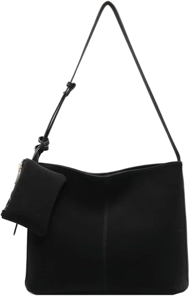 Soft Vegan Leather Shoulder Crossbody Bags for Women Large Bucket Tote Purse Suede Handbags Working Satchels