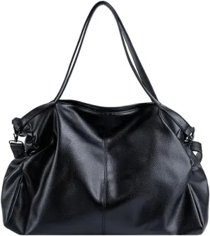 Soft Vegan Leather Tote Bag for Women Large Shoulder Crossbody Purse Top Handle Handbags Slouchy Travel Satchels