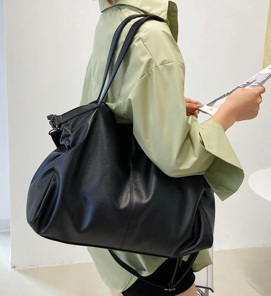 Soft Vegan Leather Tote Bag for Women Large Shoulder Crossbody Purse Top Handle Handbags Slouchy Travel Satchels
