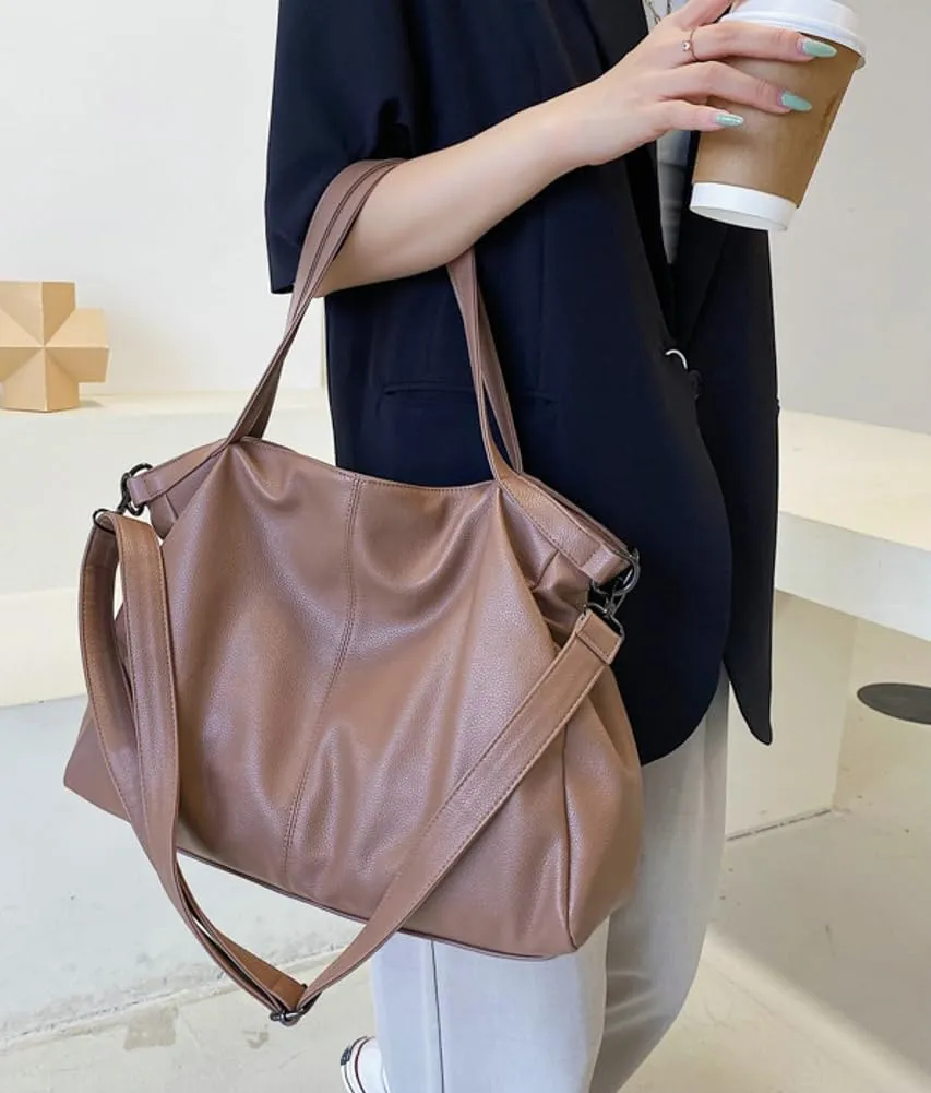Soft Vegan Leather Tote Bags for Women Large Shoulder Crossbody Purse Casual Travel Working Handbags Satchels