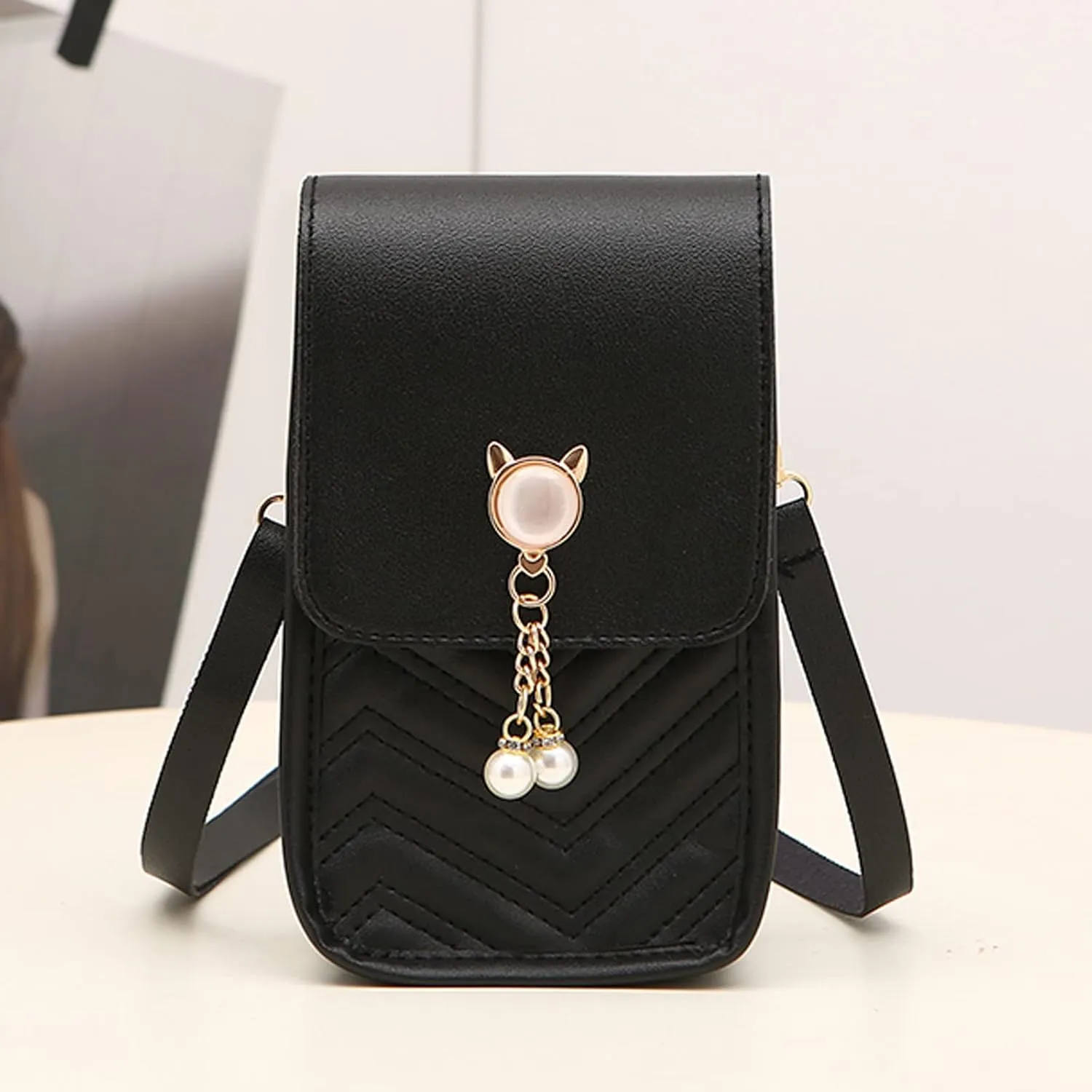 Summer Purse Boho Fashion Women Artificial Leather Solid Color Hasp Phone Bag Shoulder Bag Messenger