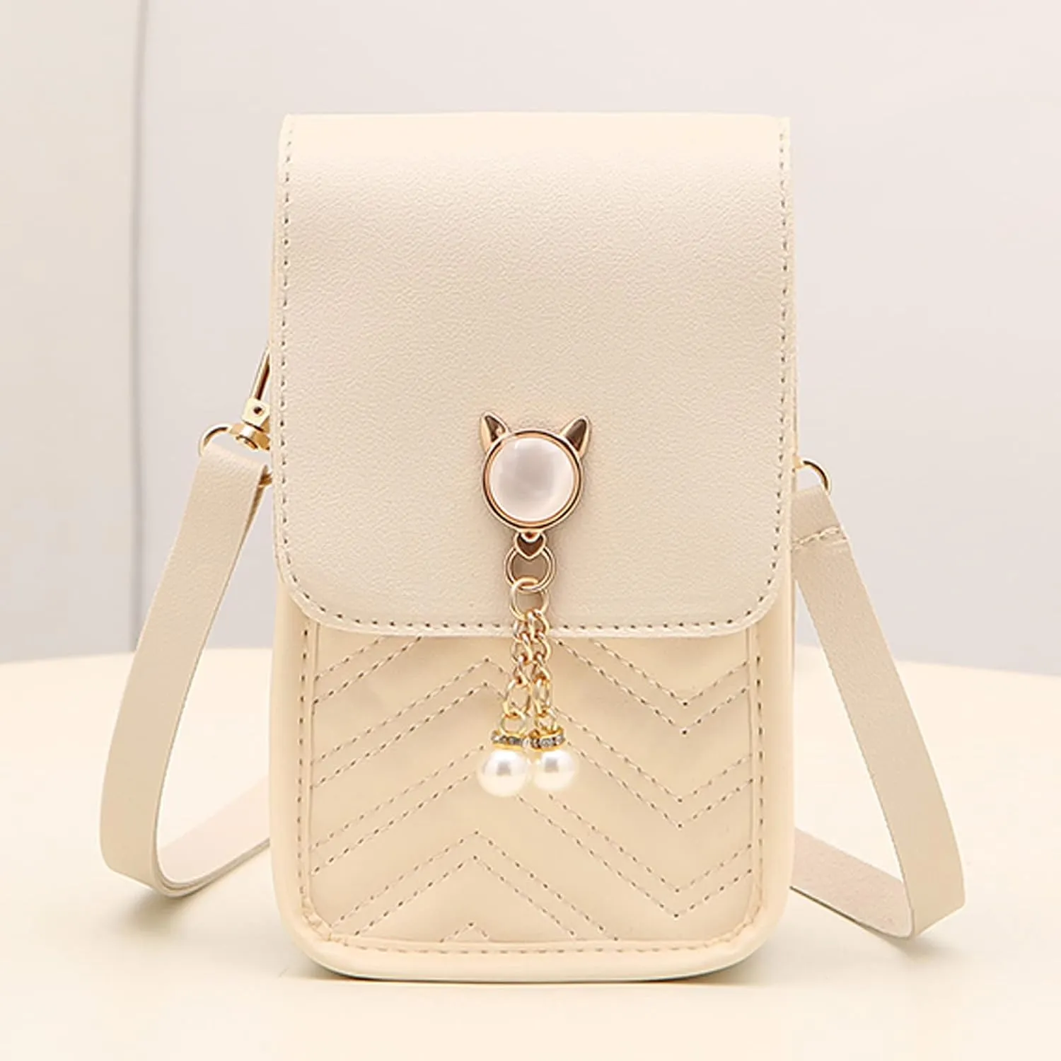 Summer Purse Boho Fashion Women Artificial Leather Solid Color Hasp Phone Bag Shoulder Bag Messenger