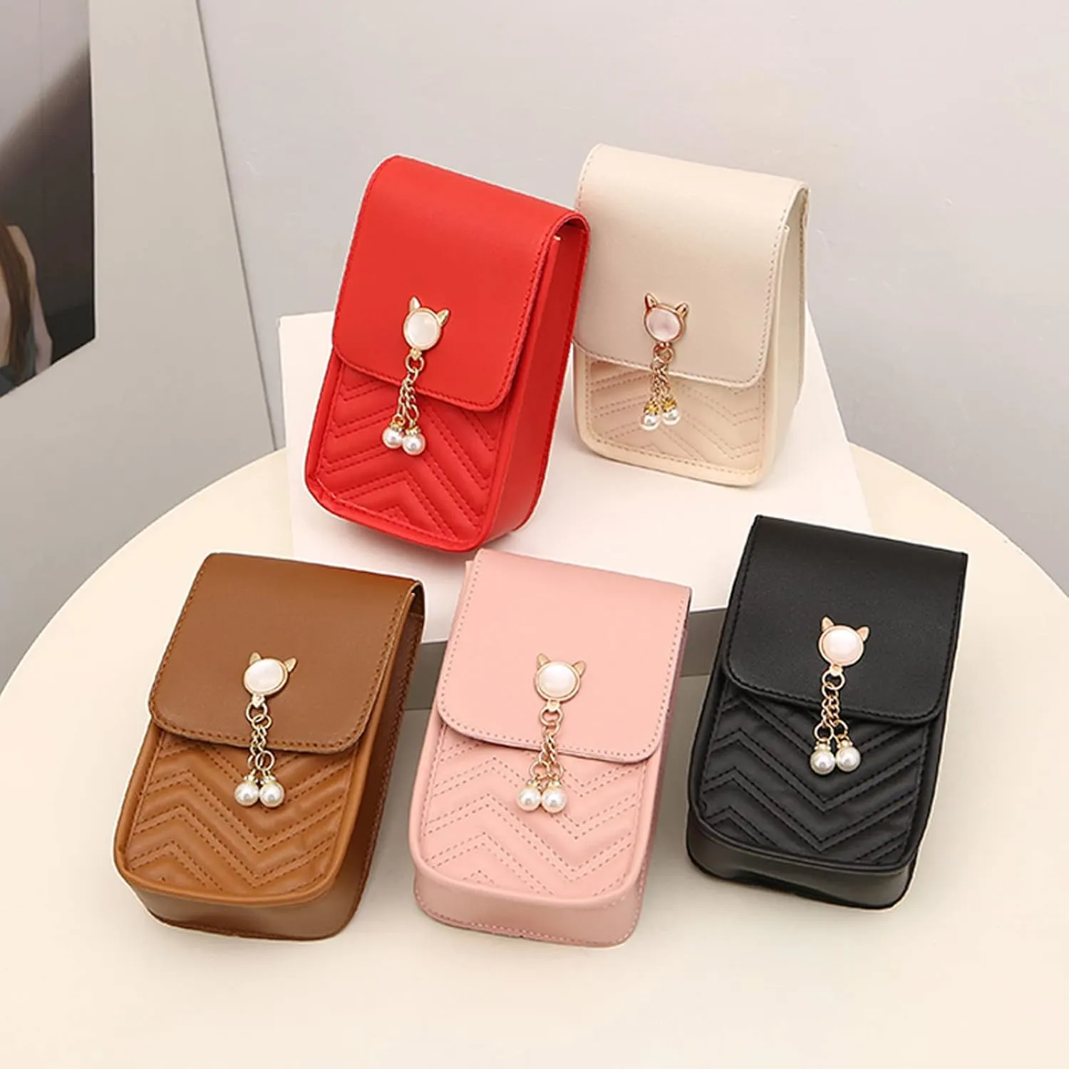 Summer Purse Boho Fashion Women Artificial Leather Solid Color Hasp Phone Bag Shoulder Bag Messenger