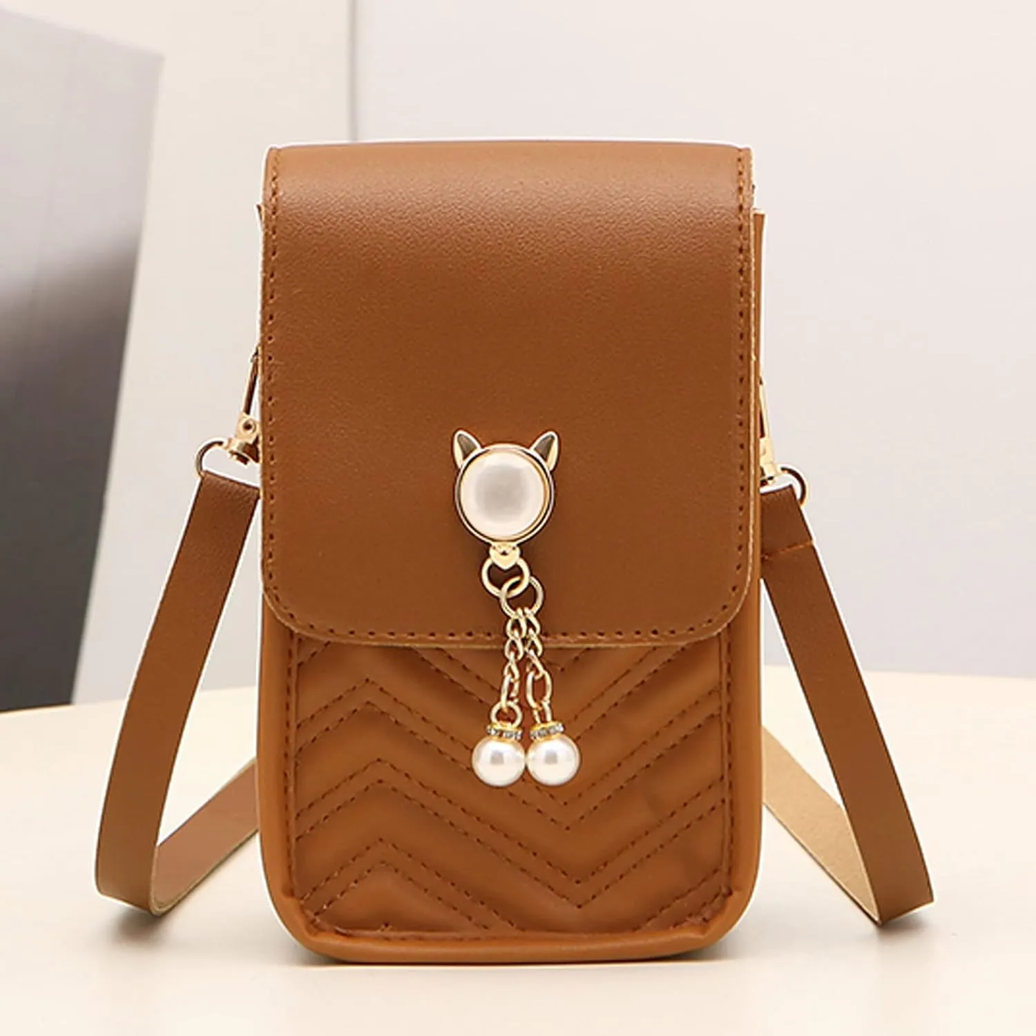 Summer Purse Boho Fashion Women Artificial Leather Solid Color Hasp Phone Bag Shoulder Bag Messenger