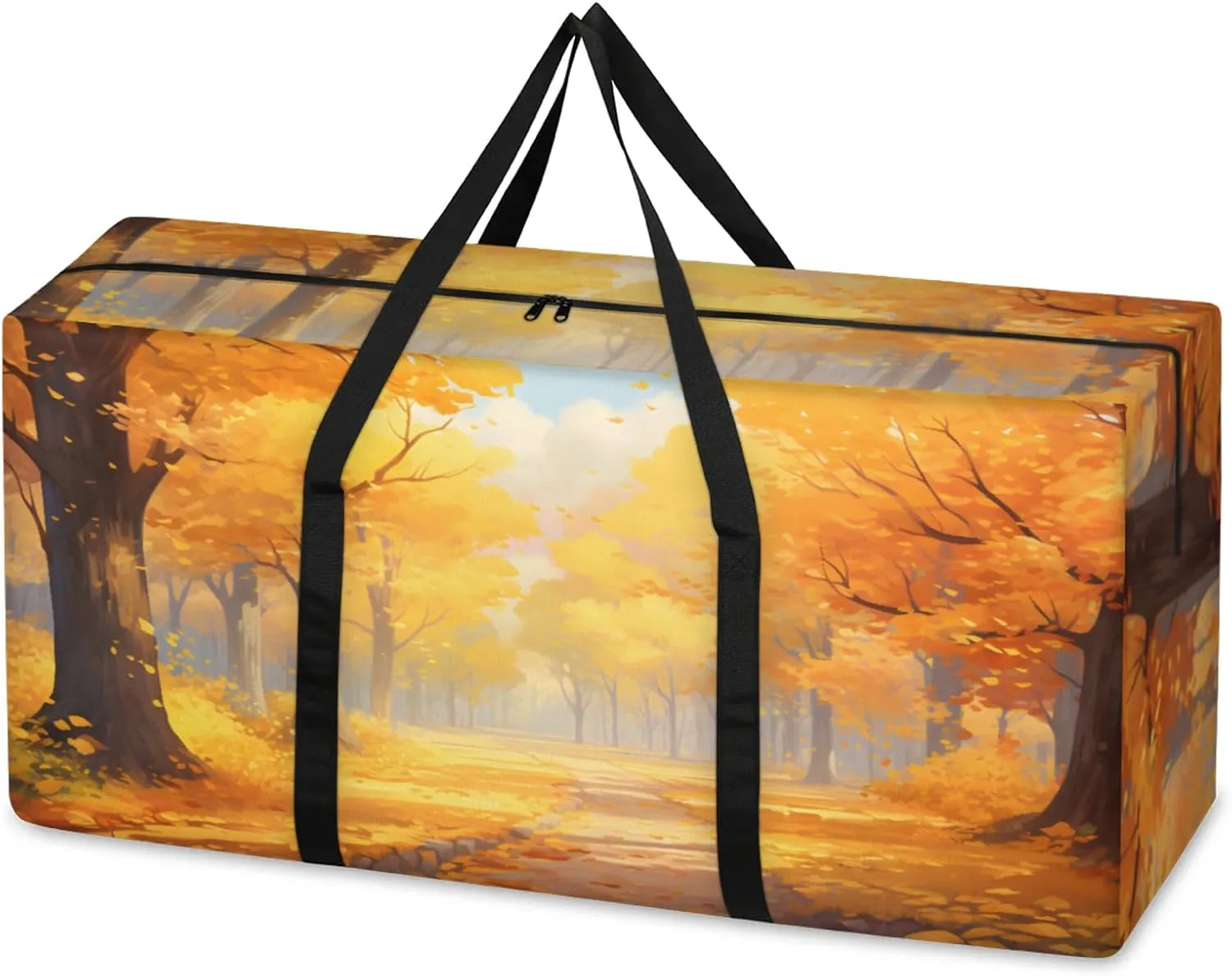 Sunset Forest Extra Large Moving Bags Heavy Duty Storage Bags Dreamy Forest Cloth Wrap Around Handles Double Zipper Reusable Convenient Foldable Storage Tote for Travel Camping Space Save
