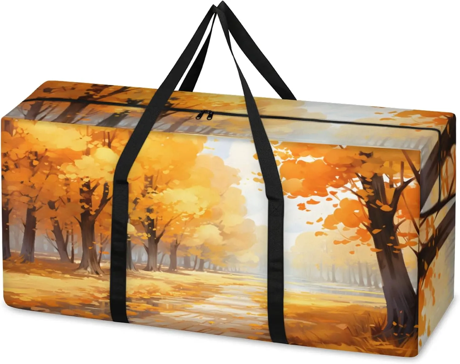 Sunset Forest Extra Large Moving Bags Heavy Duty Storage Bags Fantastic Forest Cloth Wrap Around Handles Double Zipper Reusable Convenient Foldable Storage Tote for Travel Camping Space Save