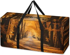 Sunset Forest Extra Large Moving Bags Heavy Duty Storage Bags Glitter Forest Cloth Wrap Around Handles Double Zipper Reusable Convenient Foldable Storage Tote for Travel Camping Space Save
