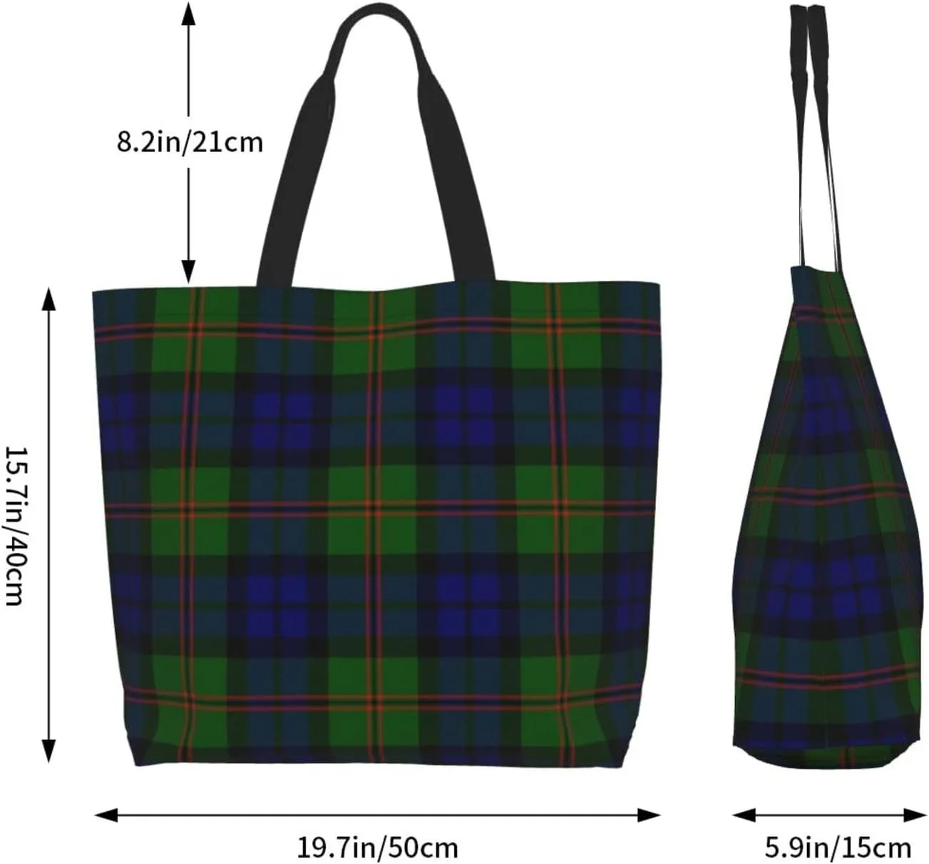 Tartan Tote Bag For Women Weekender Travel Bag Reusable Grocery Bags Large Totes Handbags