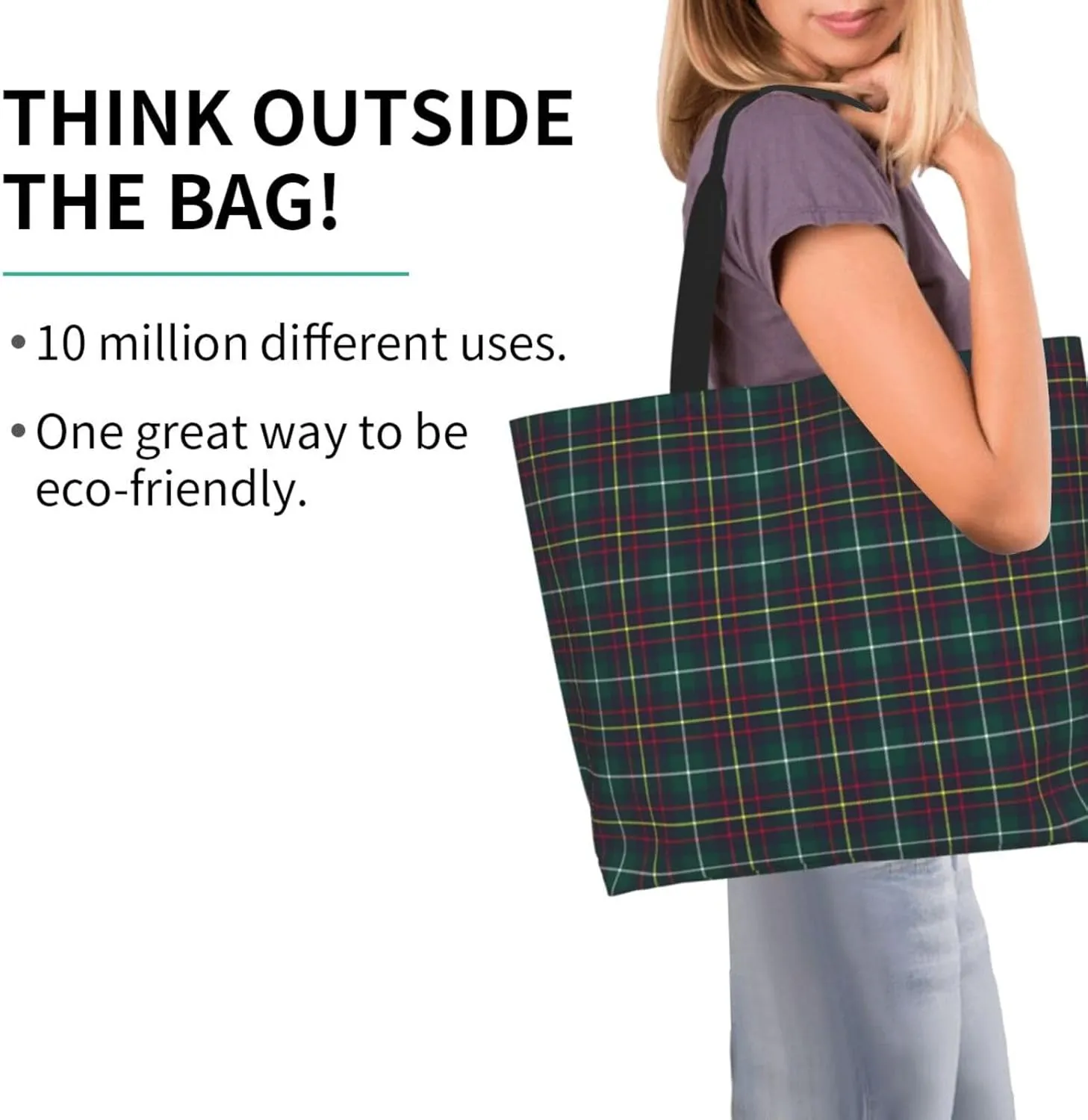 Tartan Tote Bag For Women Weekender Travel Bag Reusable Grocery Bags Large Totes Handbags