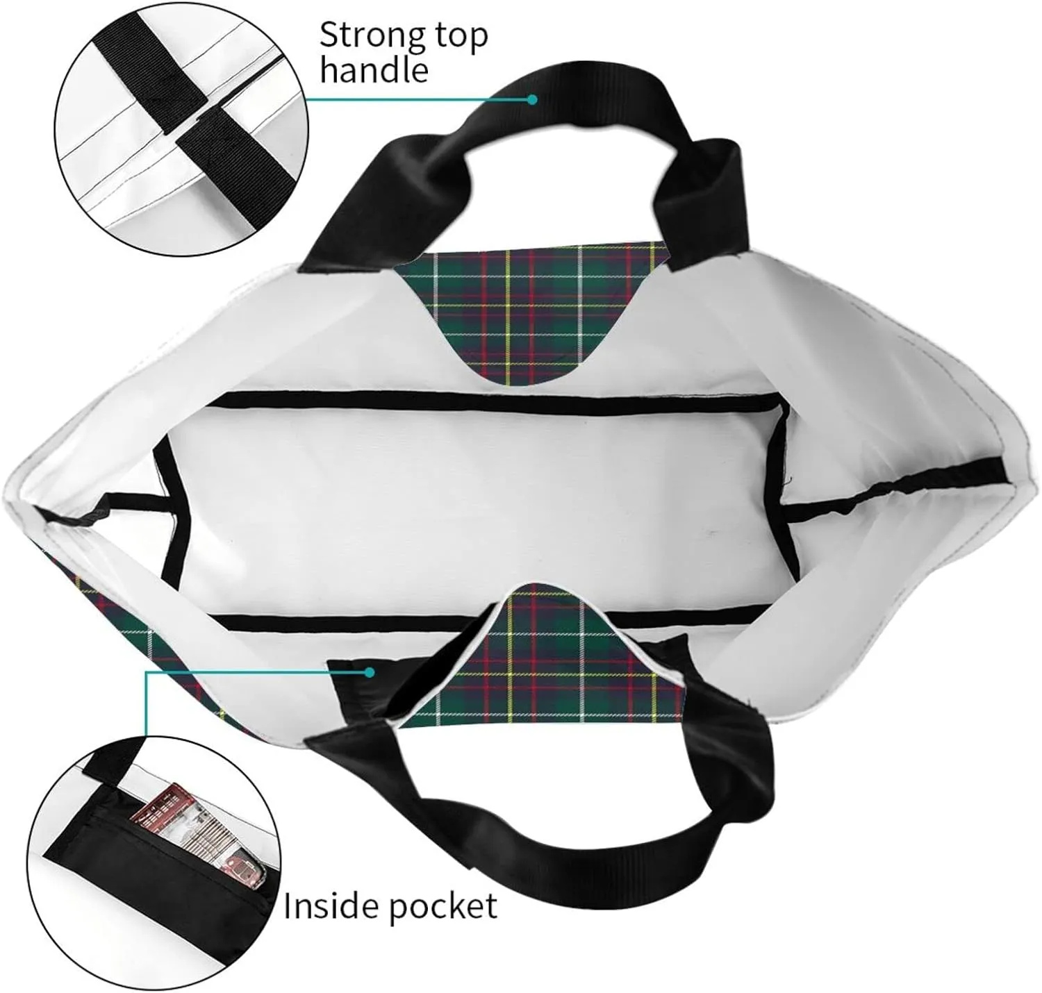 Tartan Tote Bag For Women Weekender Travel Bag Reusable Grocery Bags Large Totes Handbags