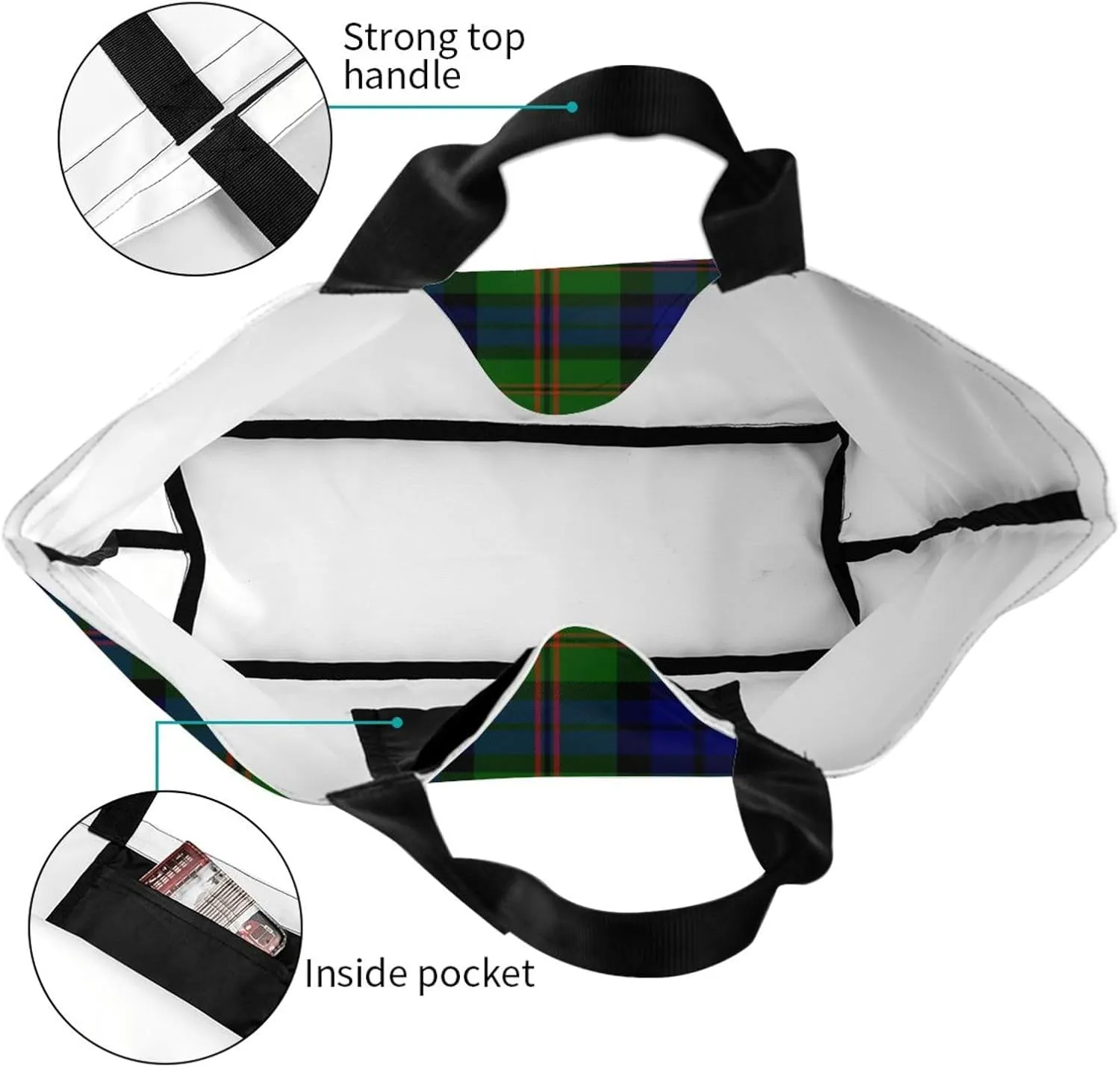 Tartan Tote Bag For Women Weekender Travel Bag Reusable Grocery Bags Large Totes Handbags