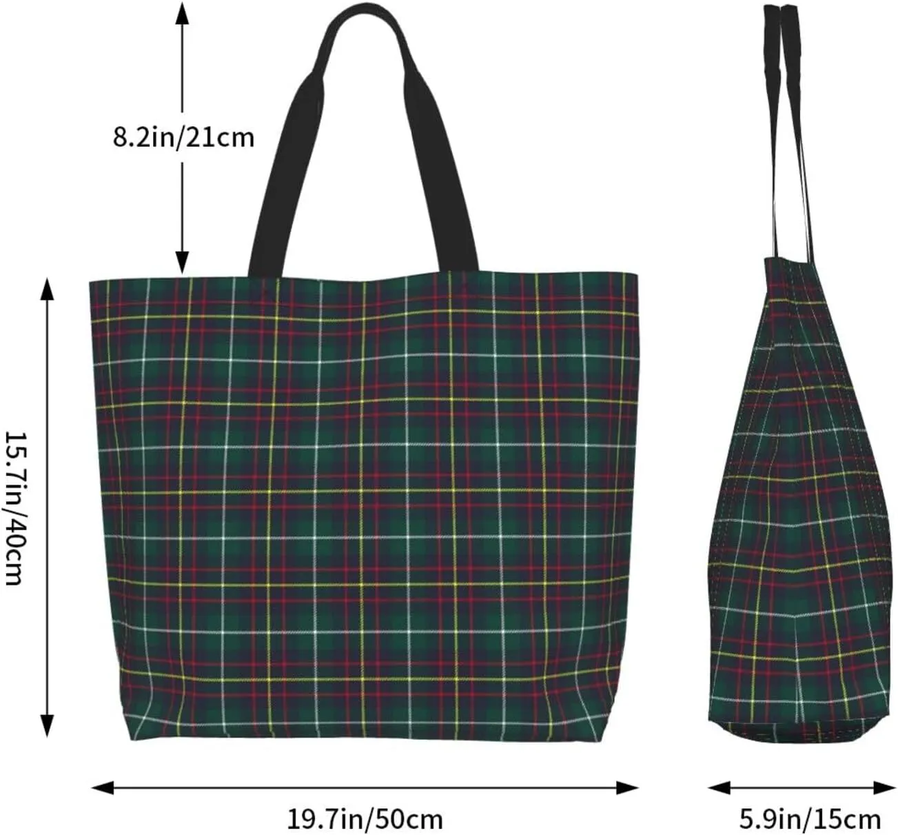 Tartan Tote Bag For Women Weekender Travel Bag Reusable Grocery Bags Large Totes Handbags