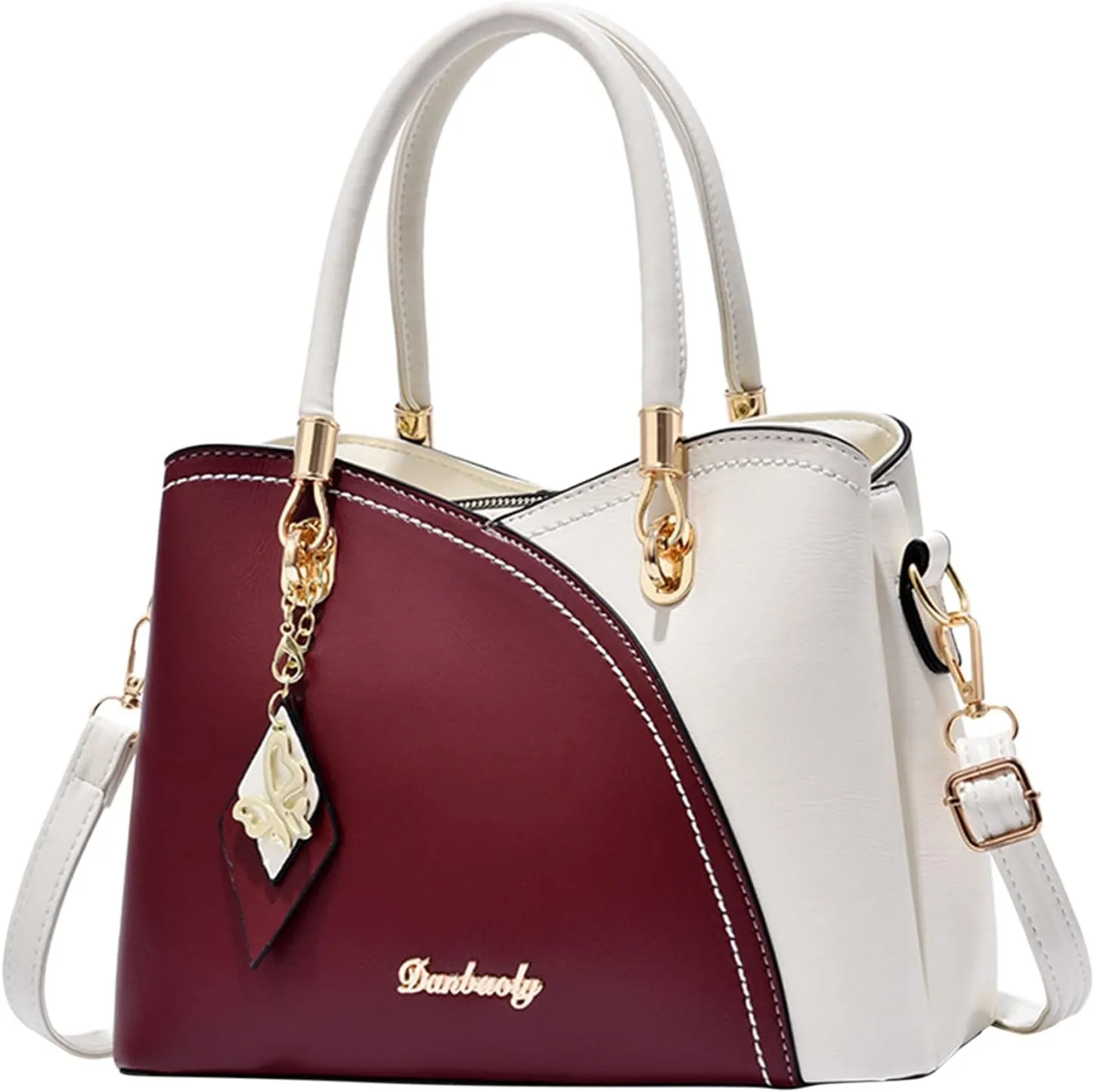 Tote Bag and Wallet Shoulder Women Handbag Large Capacity Plaid Contrast Color Middle One Shoulder Messenger Bag