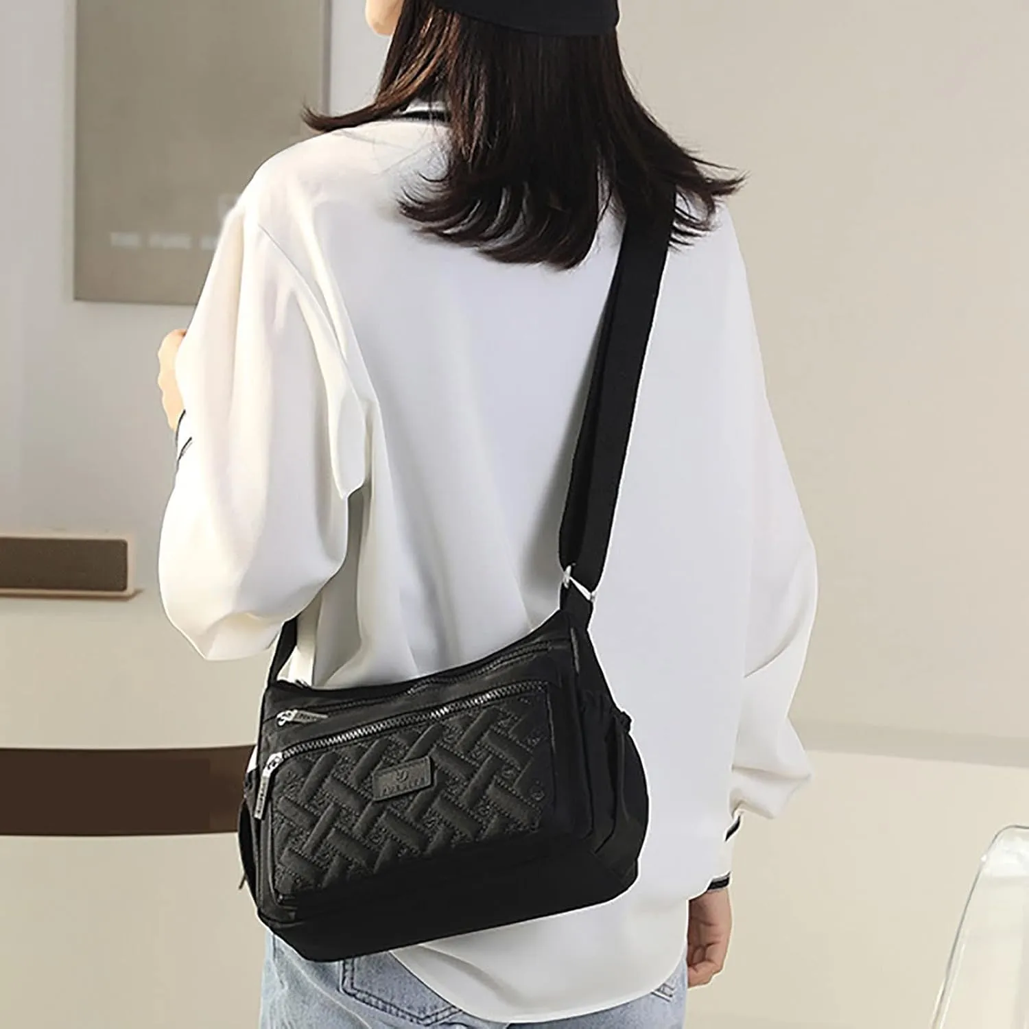 Tote Bag For Women Medium Floral Bag With Adjustable Shoulder Strap Nylon Crossbody Handbags For Shopping Travel Essential