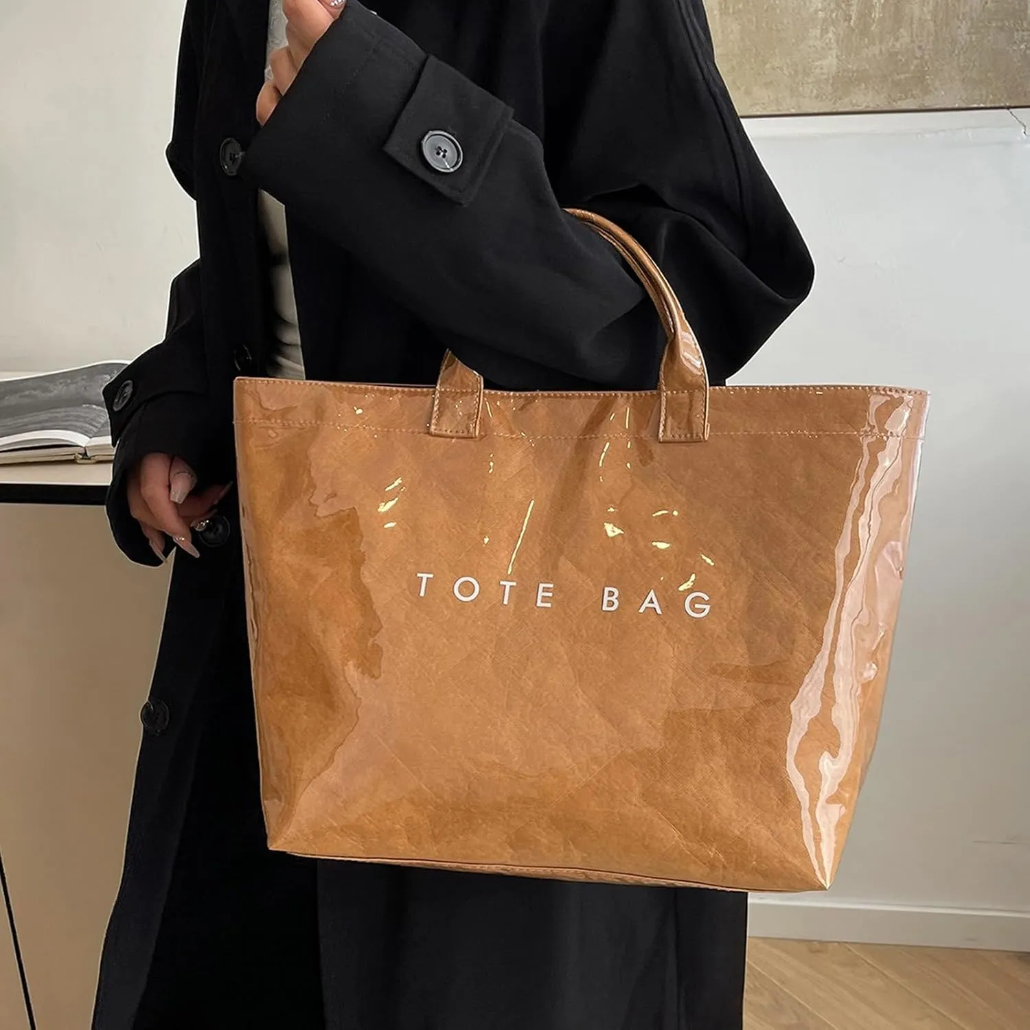 Tote Bag Retro Letter Casual Hundred Handbag Minimalist Transparent Simple Large Capacity Bags Female Work Tote Bags