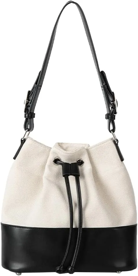 Trendy Bucket Bag for Women Vegan Leather Shoulder Bags Large Tote Purse Handbags Splicing Underarm Satchels 2025