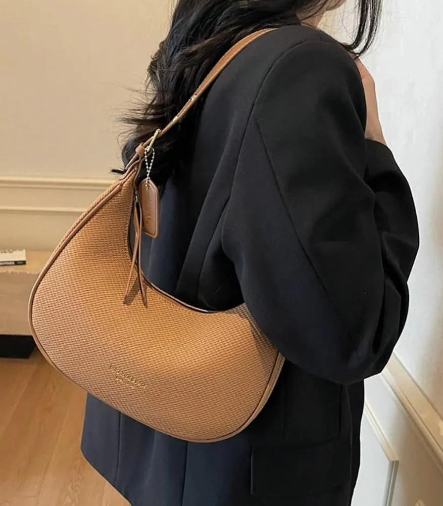 Trendy Crescent Shoulder Bag for Women Y2k Vegan Leather Tote Purses Small Handbags Ladies Dumpling Satchels