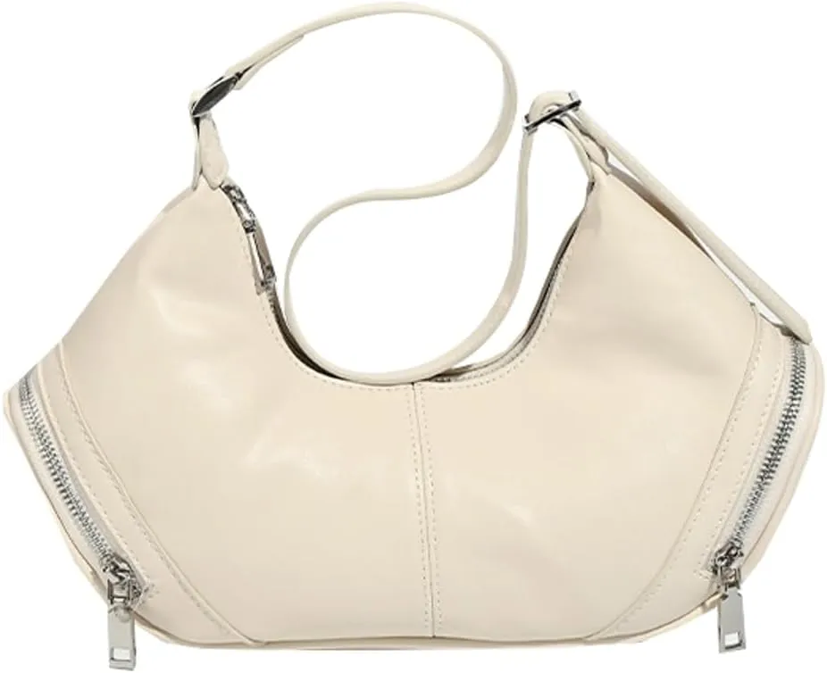 Trendy Shoulder Bag for Women Y2K Dumpling Handbag Small Vegan Leather Purse Top Handle Satchels Punk Clutch