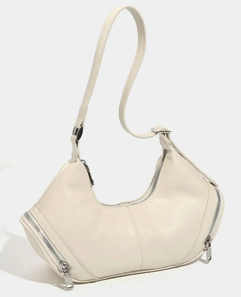 Trendy Shoulder Bag for Women Y2K Dumpling Handbag Small Vegan Leather Purse Top Handle Satchels Punk Clutch