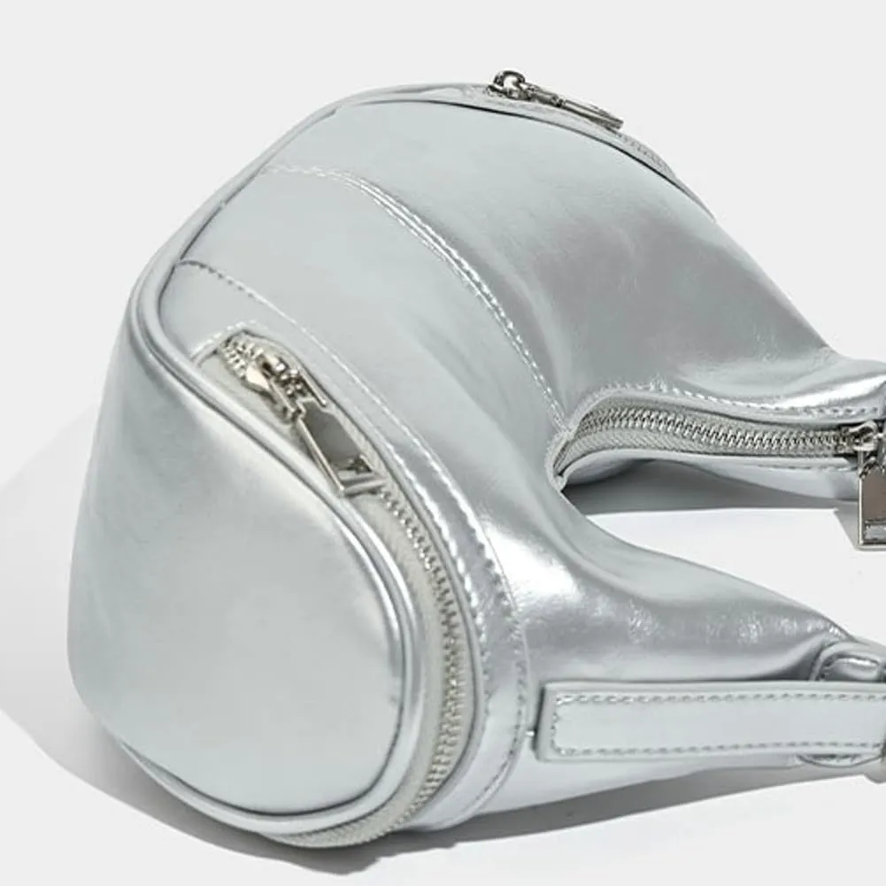 Trendy Shoulder Bag for Women Y2K Dumpling Handbag Small Vegan Leather Purse Top Handle Satchels Punk Clutch