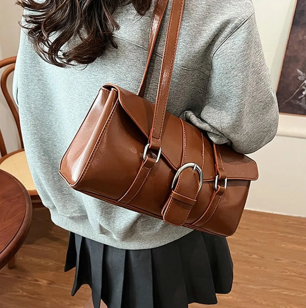 Trendy Shoulder Bags for Women Y2K Tote Purse Small Vintage PU Leather Handbag Ladies Top Handle Satchels