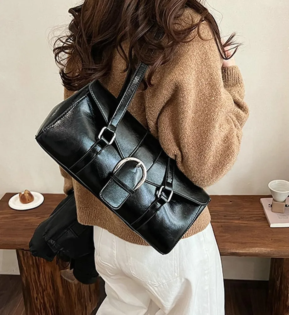 Trendy Shoulder Bags for Women Y2K Tote Purse Small Vintage PU Leather Handbag Ladies Top Handle Satchels