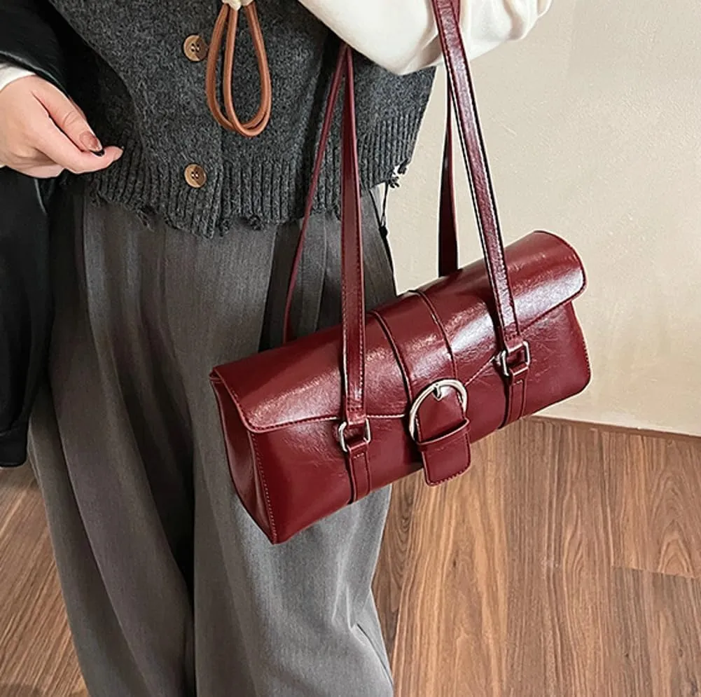 Trendy Shoulder Bags for Women Y2K Tote Purse Small Vintage PU Leather Handbag Ladies Top Handle Satchels