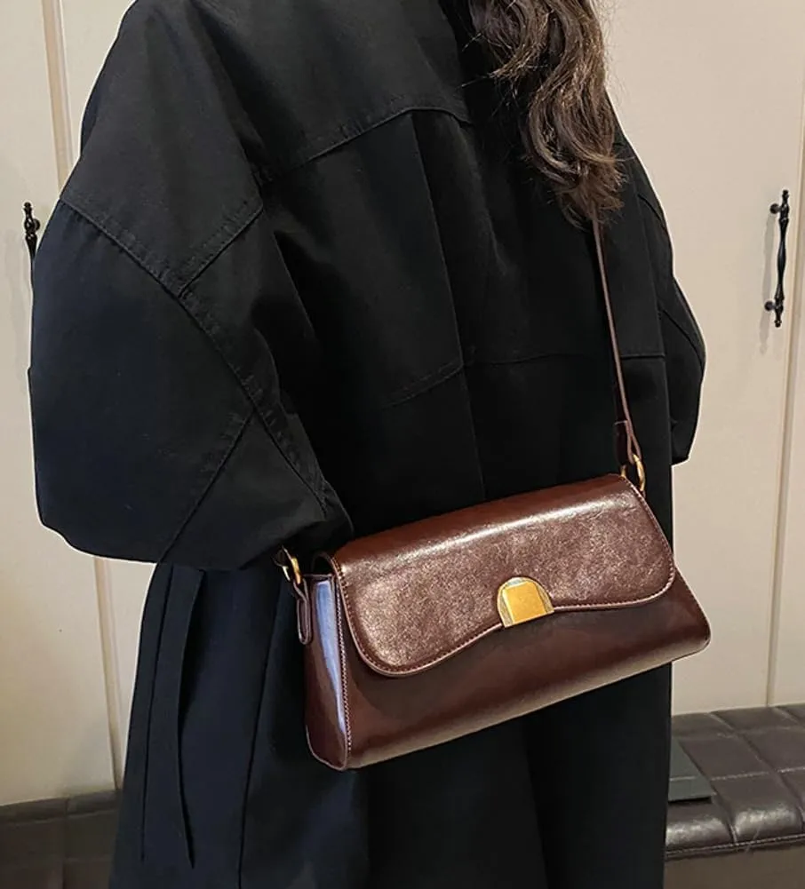 Trendy Shoulder Crossbody Bag for Women Y2k Vegan Leather Tote Purses Small Handbags Ladies Underarm Satchels